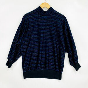 Benderfourth Sweater Womens Medium Blue Vintage Shimmering Striped Waistband USA